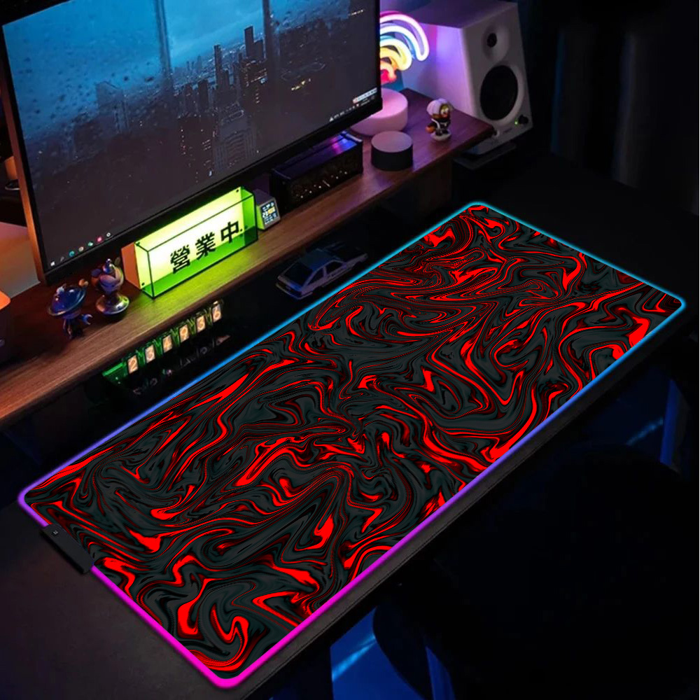 Pc Gaming Liquid - Podkładka pod mysz RGB, czerwono-czarna, tekstura