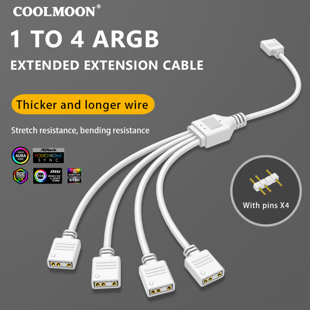 Pc Gaming Lian Li - COOLMOON ARGB SYNC Splitter 5V 3