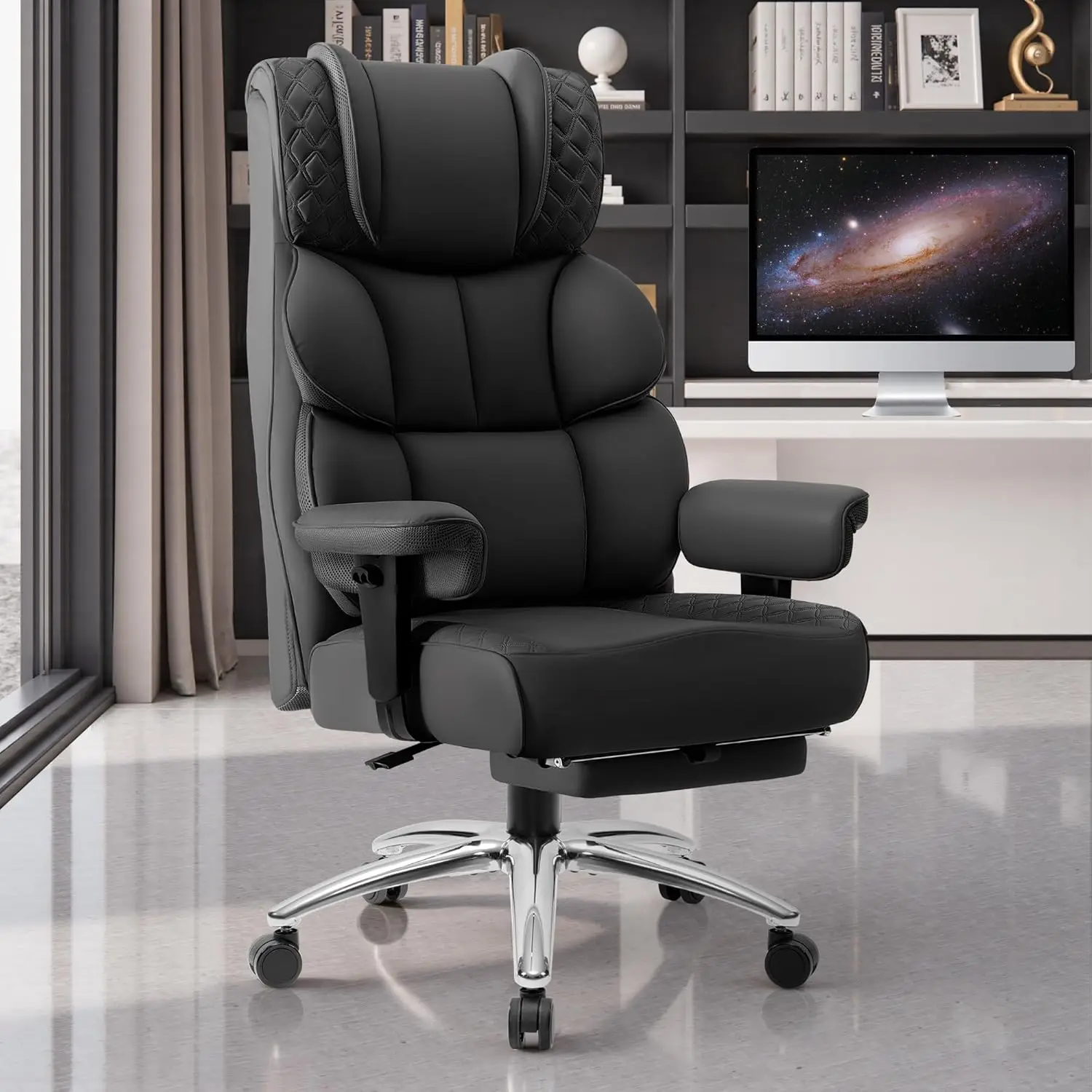 Pc Gaming Chair - Krzesło biurowe, duże i wysokie skórzane