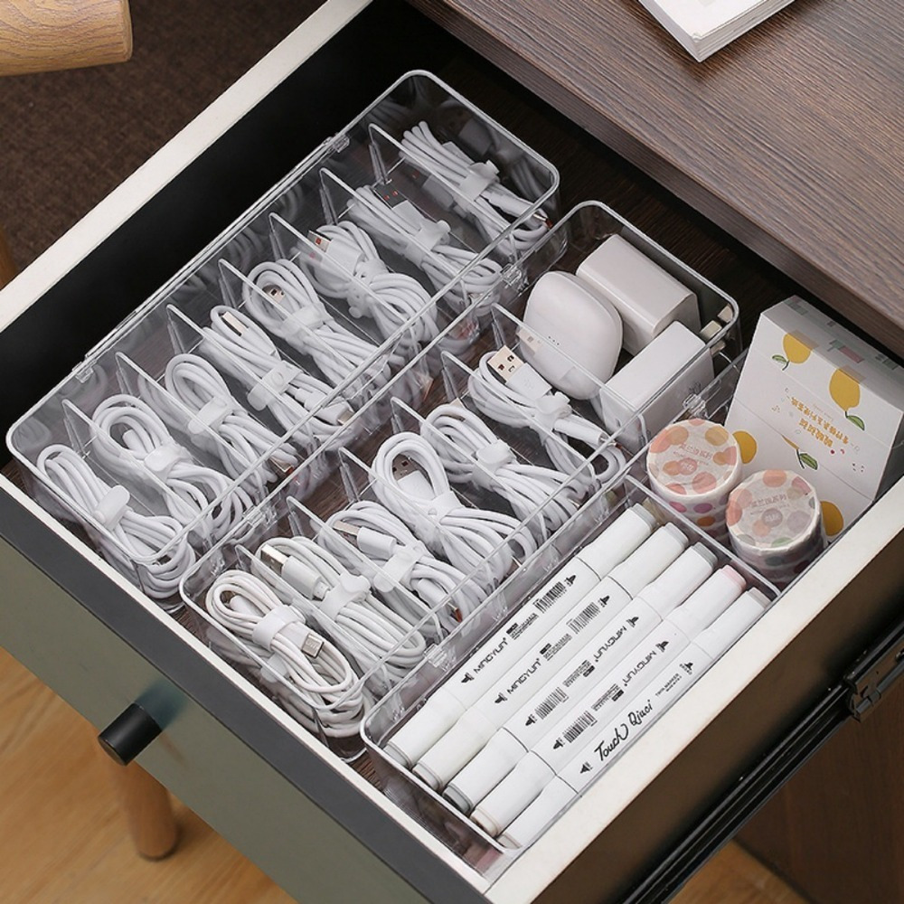 Desk Cable Organizer - Wielofunkcyjny organizer na kable, przezroczyste pudełko