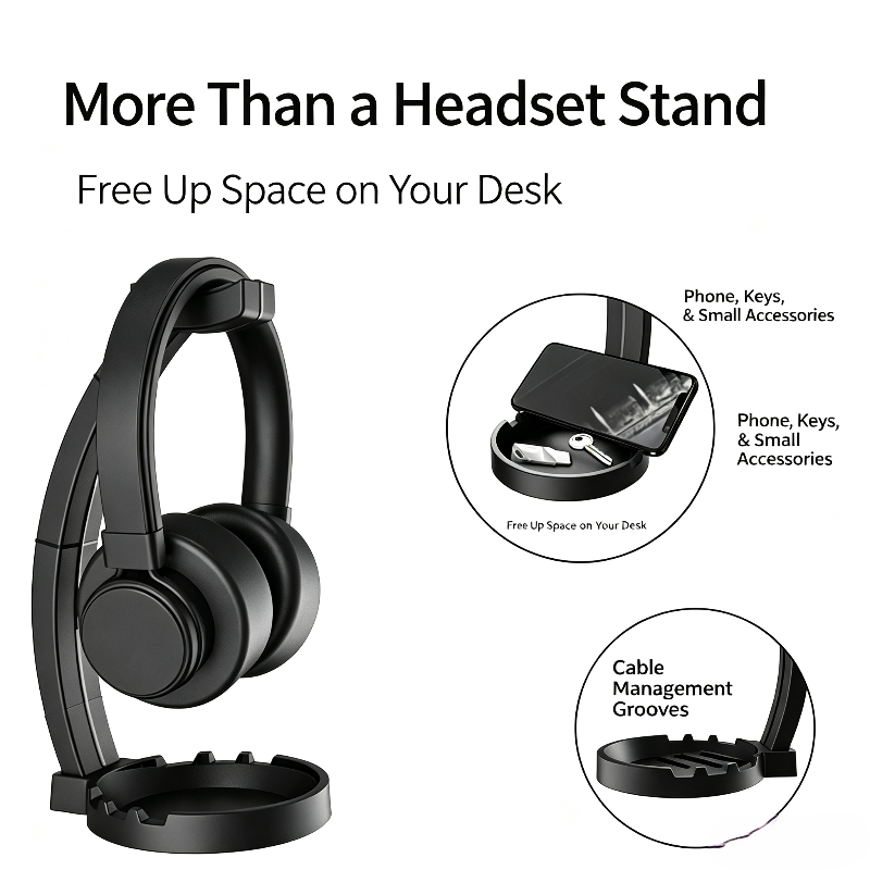 Stojak na słuchawki z półką do – Desk Cable Organizer recenzja i cena