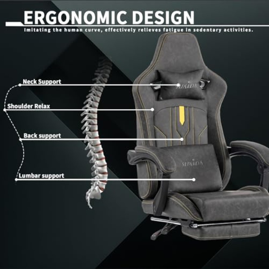 Krzesło do gier z podnóżkiem,  – Gaming Chair recenzja i cena
